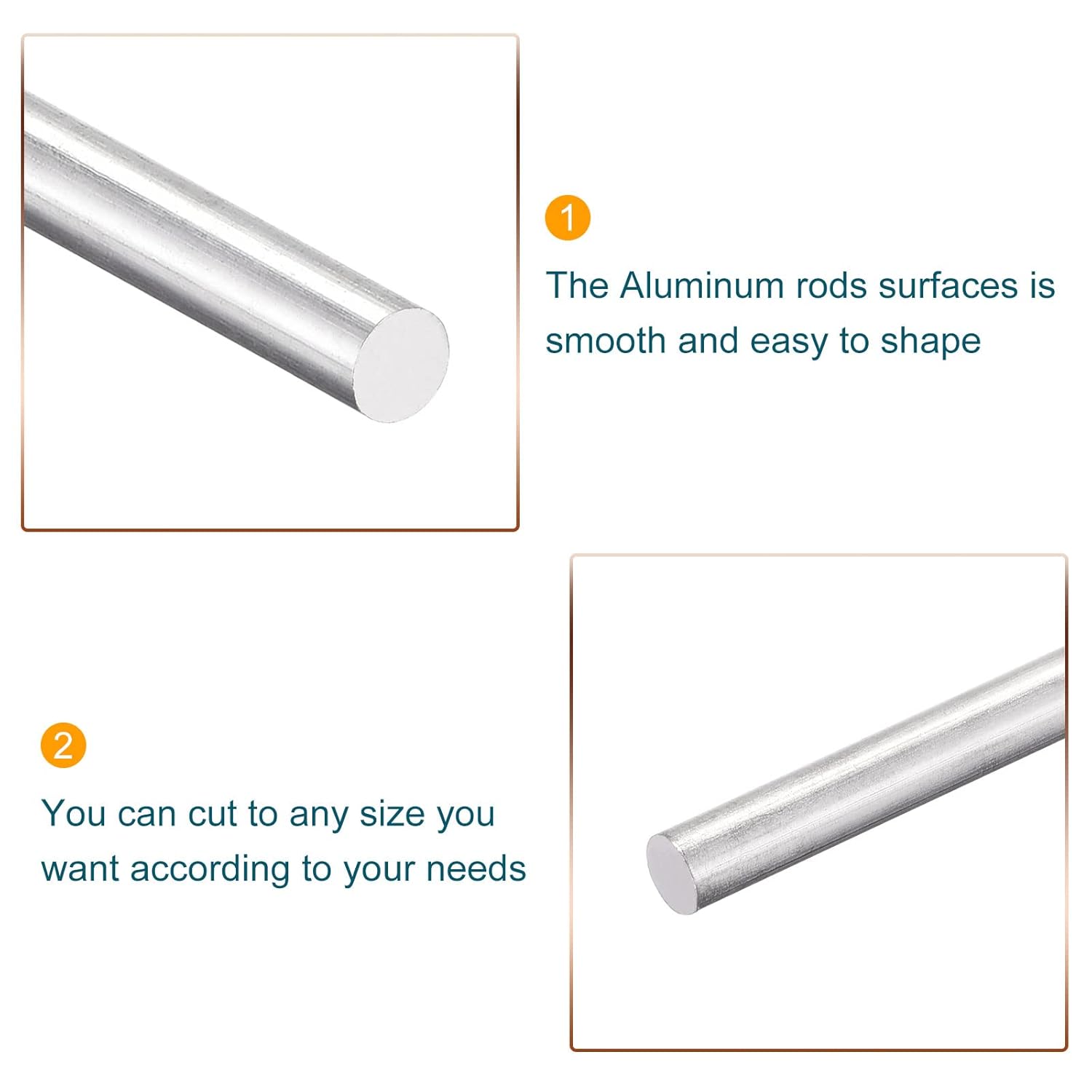 MECCANIXITY Varilla redonda sólida de aluminio de 0.236 in de diámetro, 13.780 in de longitud, para manualidades, paquete de 2 unidades