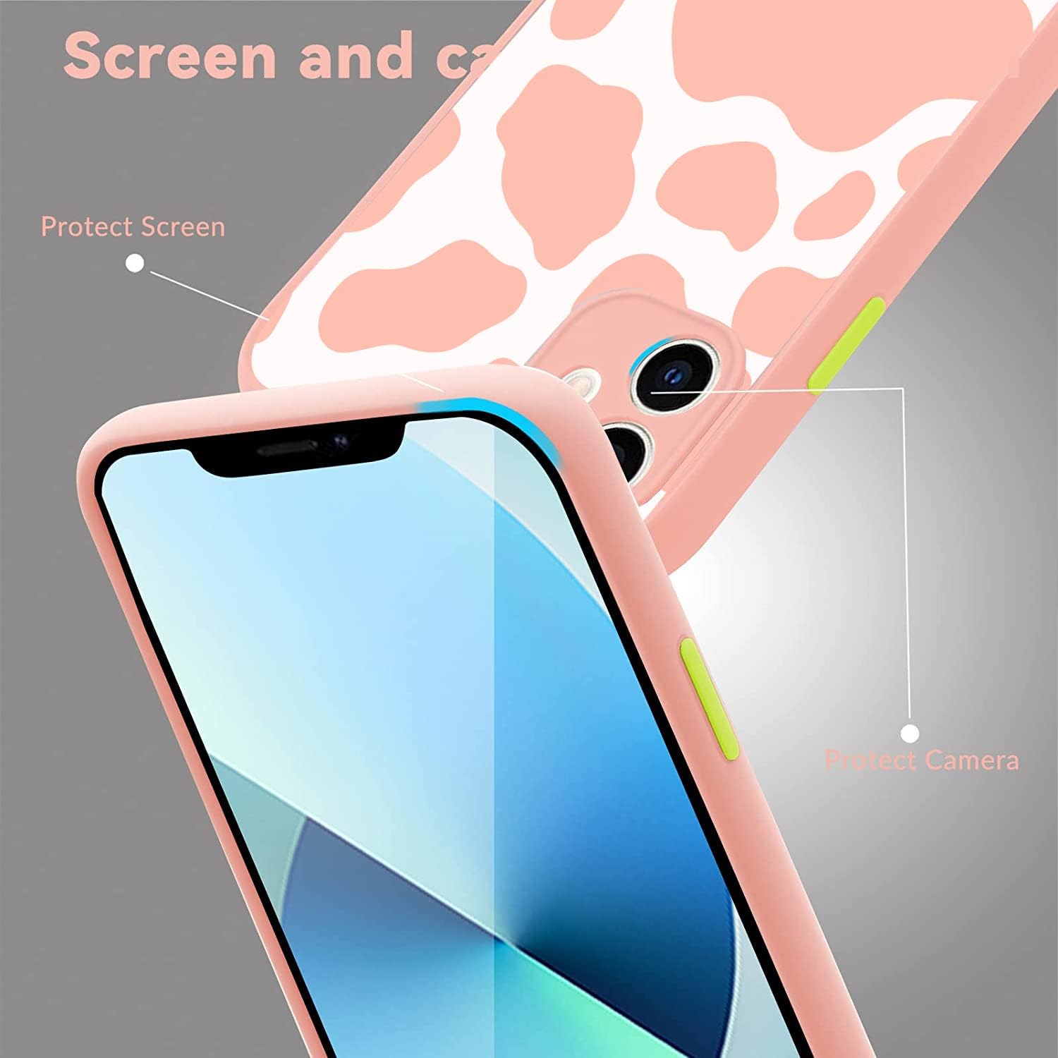 SUBESKING Funda para iPhone 78SE 2020 con estampado de vaca rosa, parte trasera de policarbonato duro mate translúcida con bonito diseño de patrón