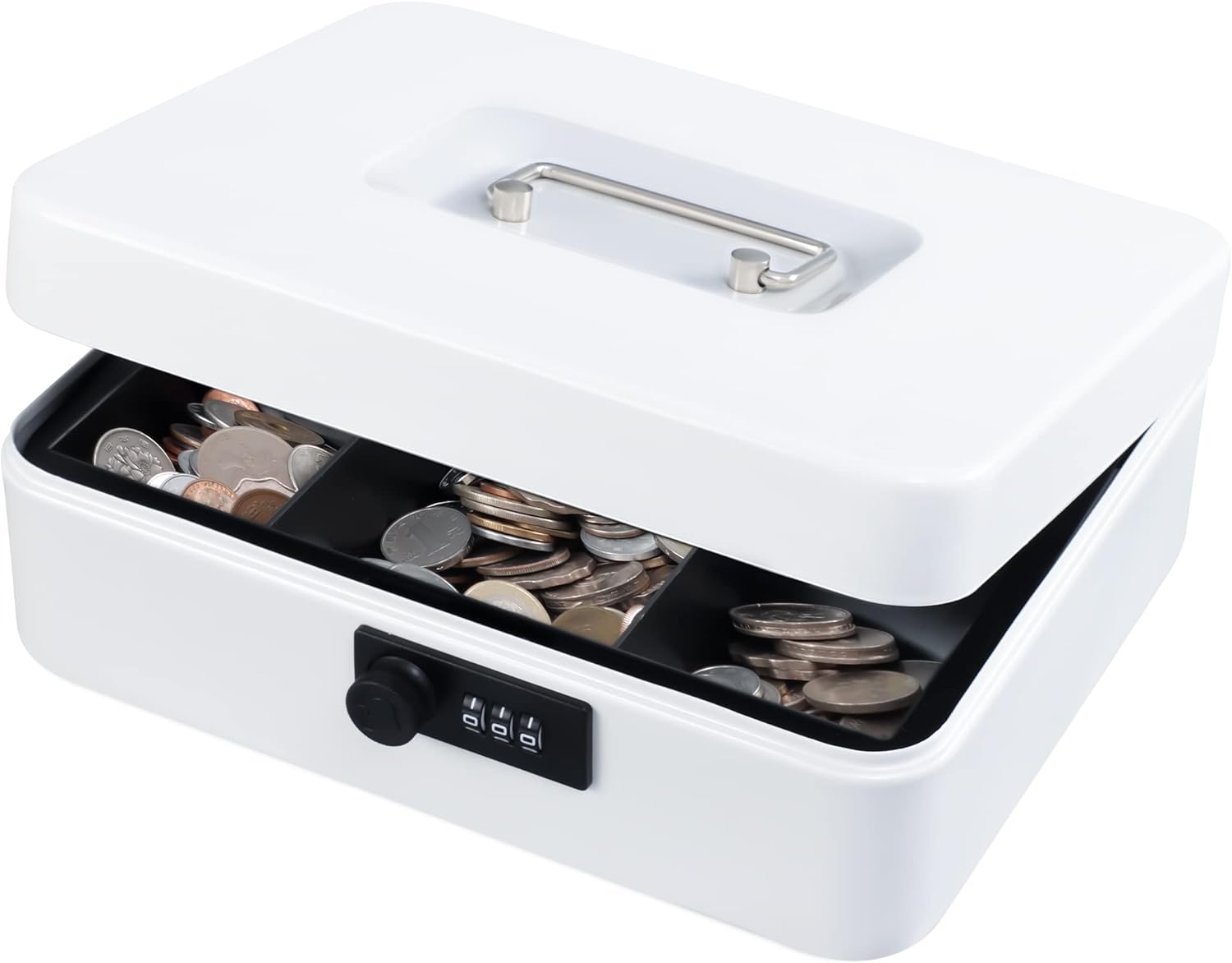 Caja de caudales con cerradura de combinación, caja para el dinero de metal, con bandeja de dinero para seguridad, caja con cerradura, de color
