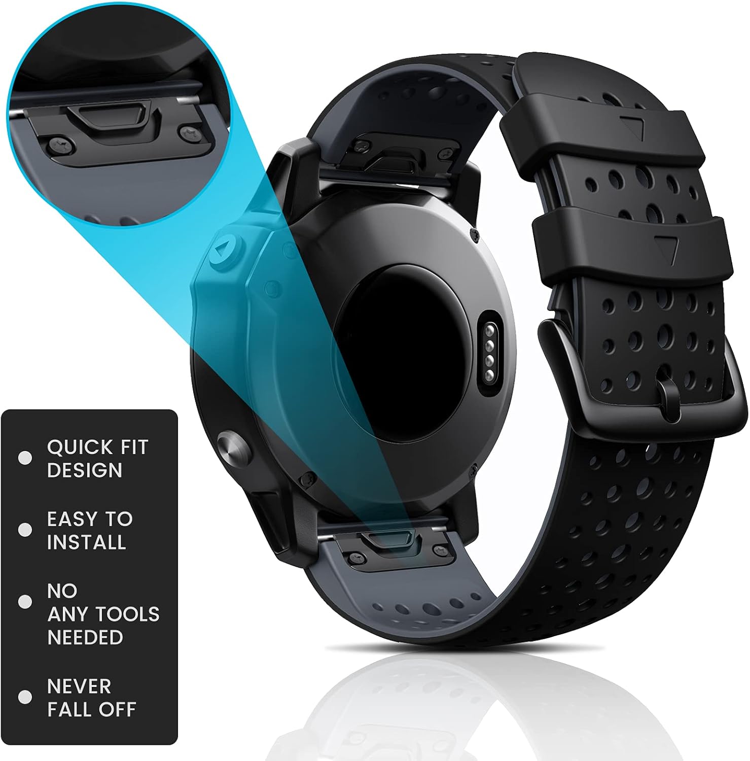 NotoCity Correa de repuesto para Fenix 5X Fenix 7X Sport Silicone Watch Band 1.024 in para Fenix 6X6X Pro5X PlusTactix 7 ProEnduro 2Fenix 3Descent