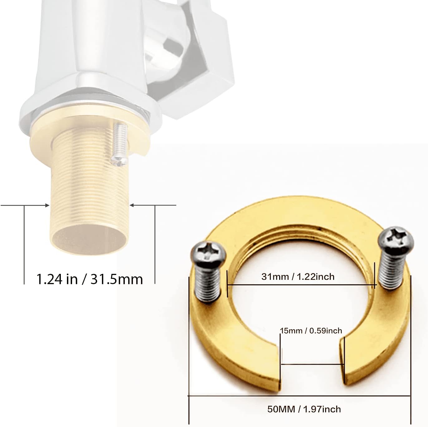 Diámetro interior de 1.22 pulgadas1.220 in, juego de herramientas de fijación de grifo caliente y frío, tuerca de bloqueo (se adapta a tubos de