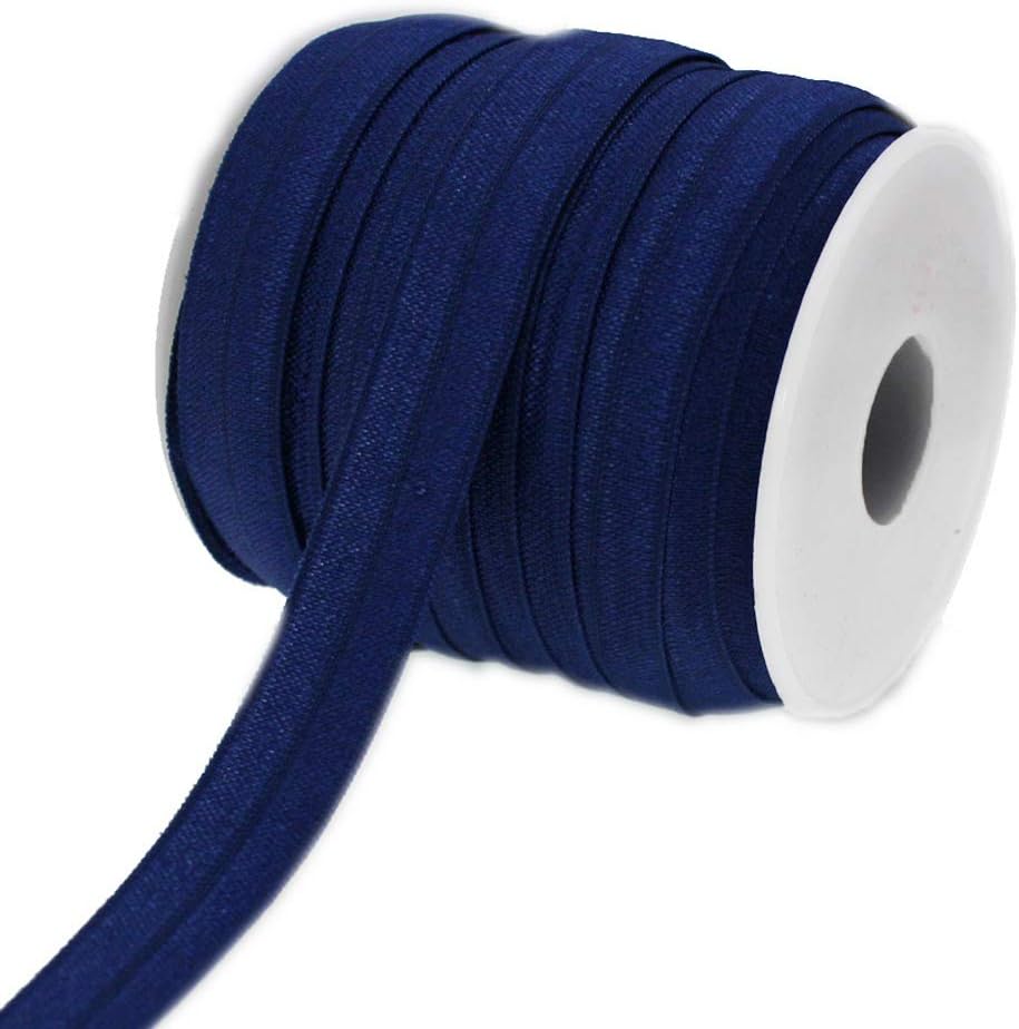 PAMIR TONG Diadema elástica plegable de 58 pulgadas con lazo para el pelo de bebé, cinta elástica plegable suave y plegable (azul marino)