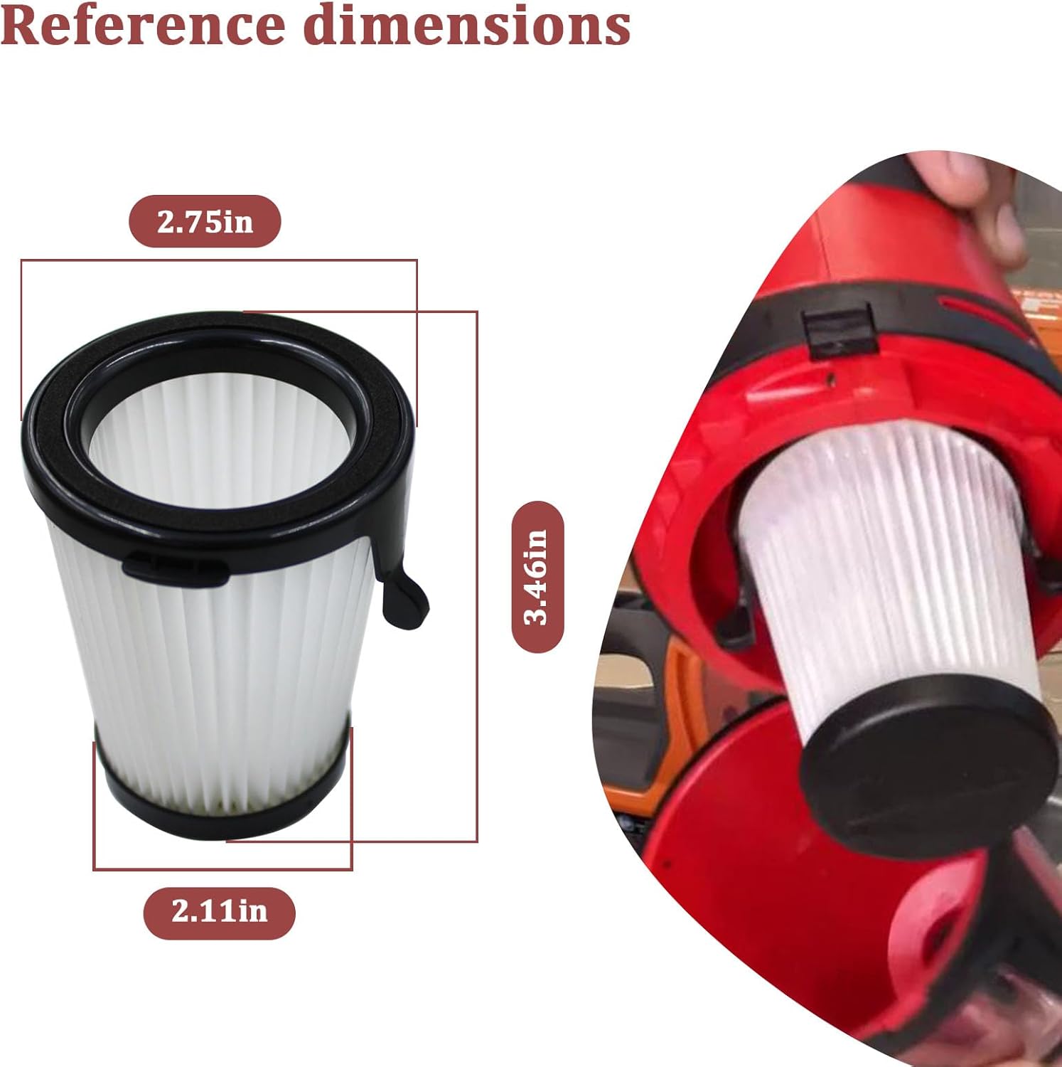 Filtro HEPA de repuesto Milwaukee 49-90-1950 para aspiradora inalámbrica Milwaukee M12 0850-20 (2 piezas)