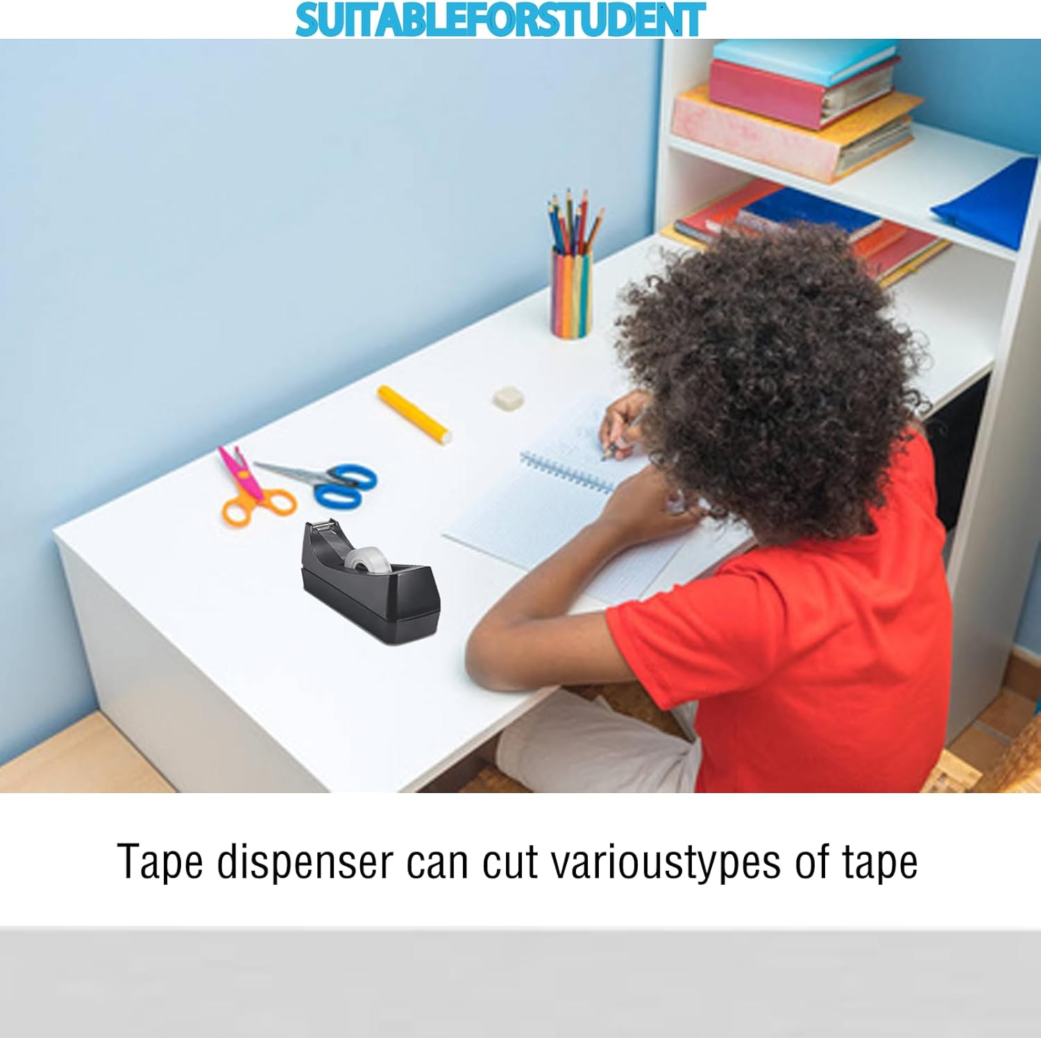 Minghaoda Dispensador de cinta de escritorio con base antideslizante, 12 rollos de cinta transparente con dispensador de 34 pulgadas x 1000