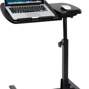 SUPER DEAL Soporte móvil móvil para computadora portátil con ruedas bloqueables en ángulo y altura sobre la cama, mesa auxiliar para sofácama,
