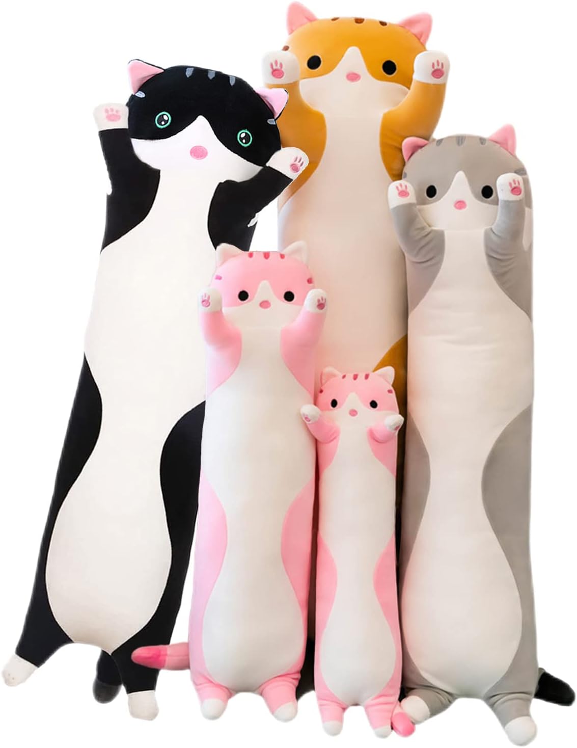 Almohada larga de felpa suave con diseño de gato, almohada suave para abrazar, almohada de animal de peluche para dormir, regalo para niños (43.30