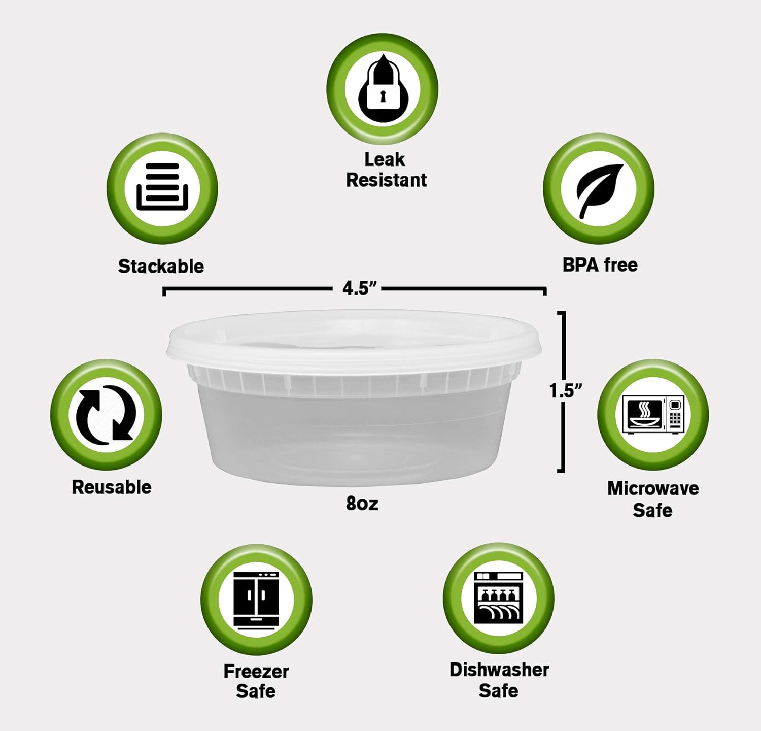 SafeWare – 50 Contenedores de plástico con tapa para almacenar alimentos