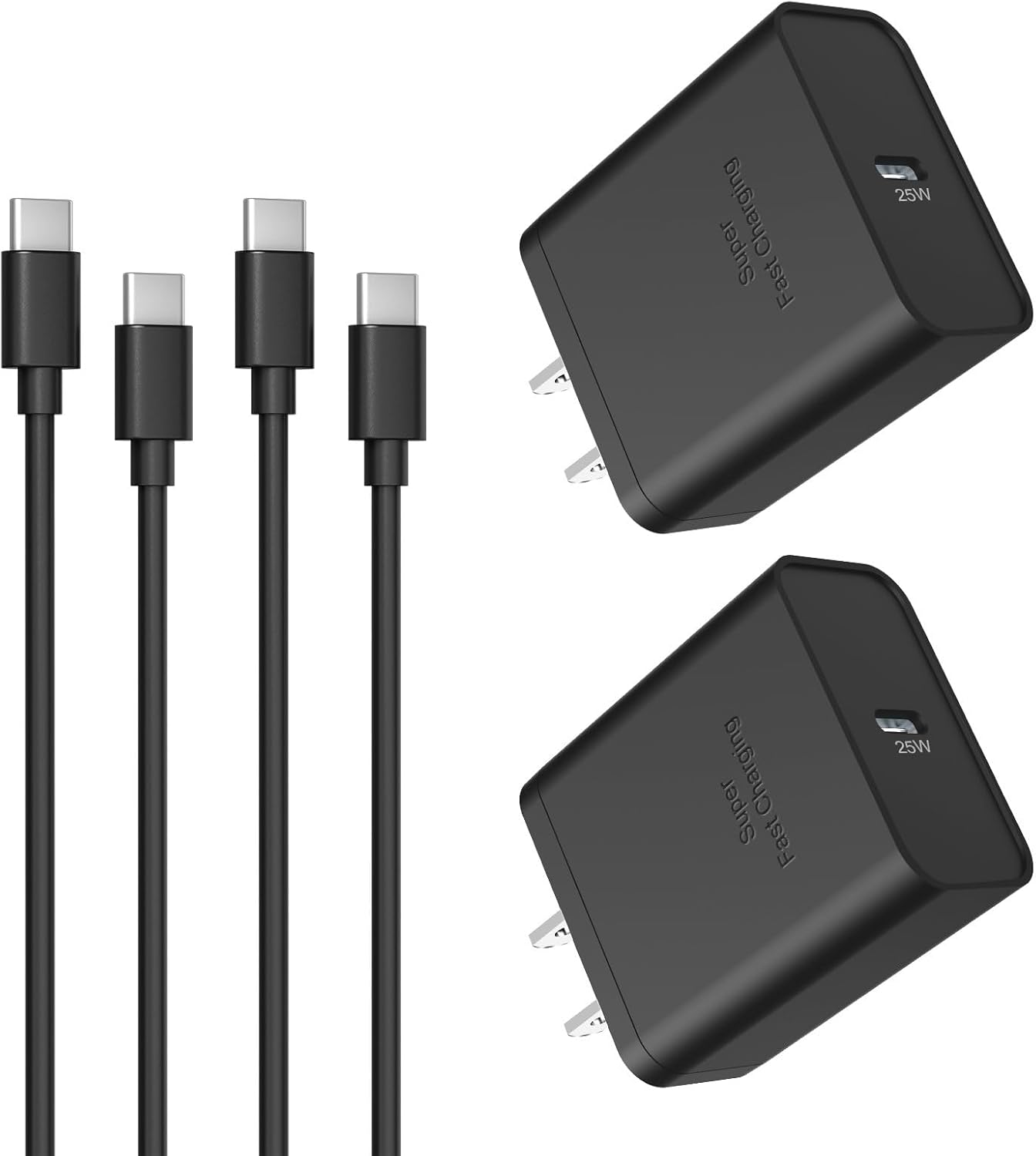Paquete de 2 cargadores USB C súper rápidos de 25 W para Samsung Galaxy A16 5GA15A14A13A55A54A53A52A51A71A43A42S25 UltraS24+S23W25Z Flod6, bloque de