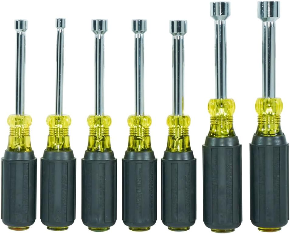 Klein Tools Juego de herramientas 631M, fabricado en Estados Unidos, destornilladores de tuercas magnéticos, tamaños 316, 14, 516, 1132, 38, 716 y