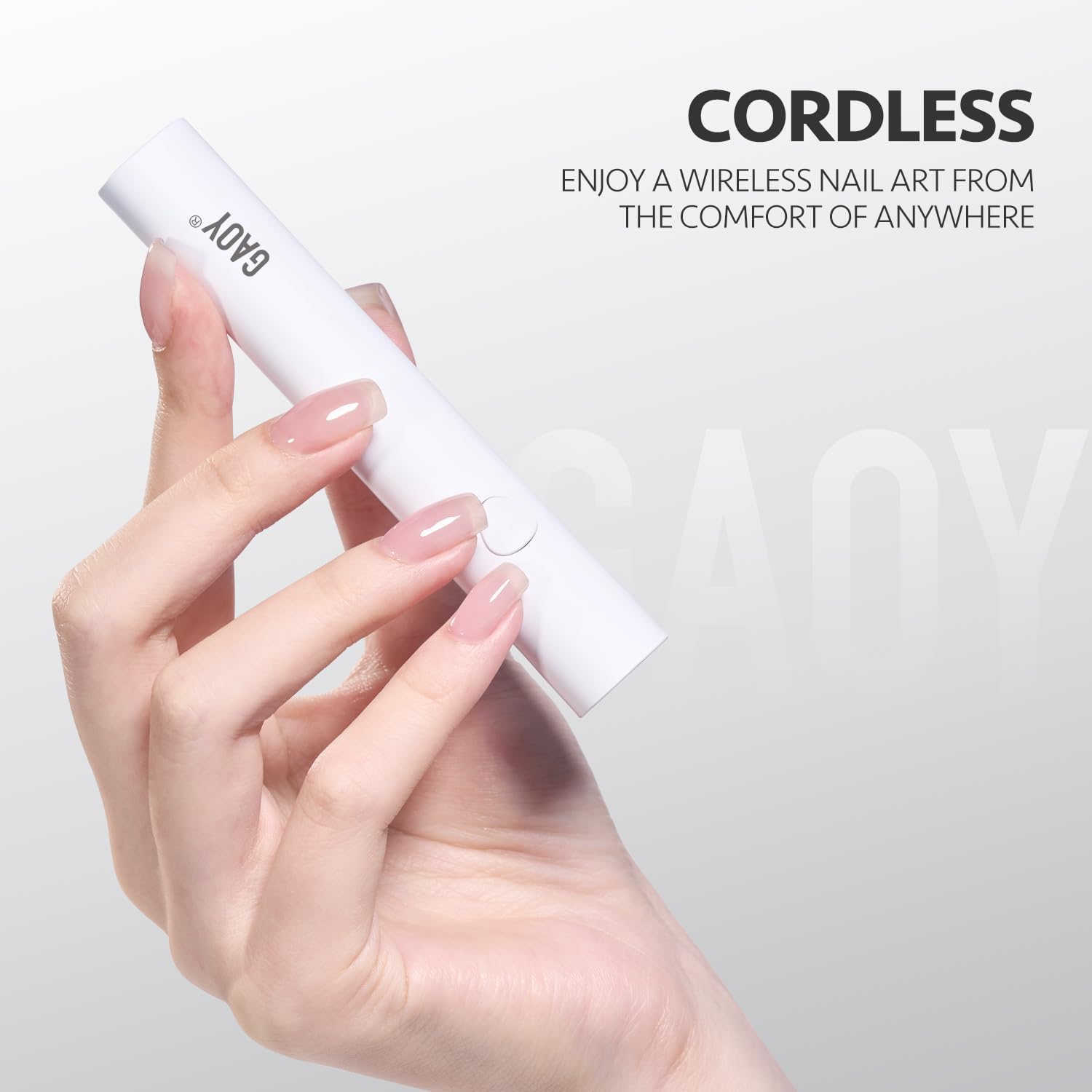 GAOY Lámpara de uñas inalámbrica con soporte, luz UV de mano para uñas de gel, secador de uñas USB recargable para secado rápido, color blanco