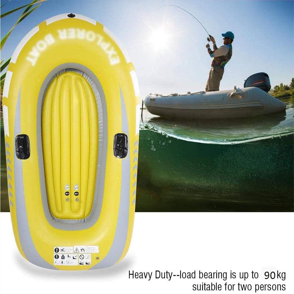 Bote inflable, PVC amarillo para 2 personas, botes inflables para adultos y niños con doble válvula, kayaks de pesca de aguas bravas para adultos y