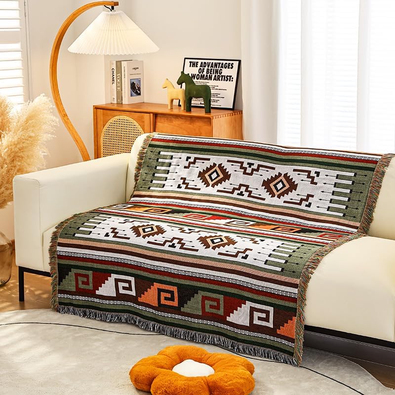 Shesyuki Southwest – Manta decorativa bohemia azteca para sofá, silla, sofá, cama, al aire libre, playa, viajes, 51 x 63 pulgadas