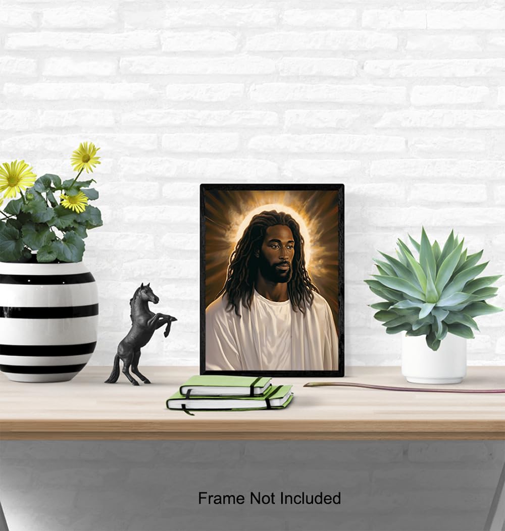 Jesus Wall Decor for Black Men – Christian Wall Art Jesus Poster for Women – Bible Verse Black Art Man cave Decor – masculine Religious Wall Art –