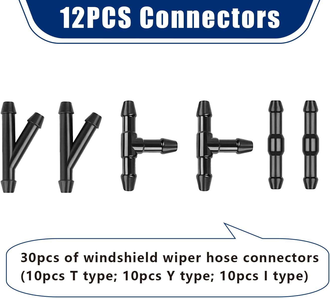 Gseigvee Kit de 30 mangueras para limpiaparabrisas de automóvil, manguera de líquido de lavadora de 13.1 pies, conector de manguera en T tipo Y tipo