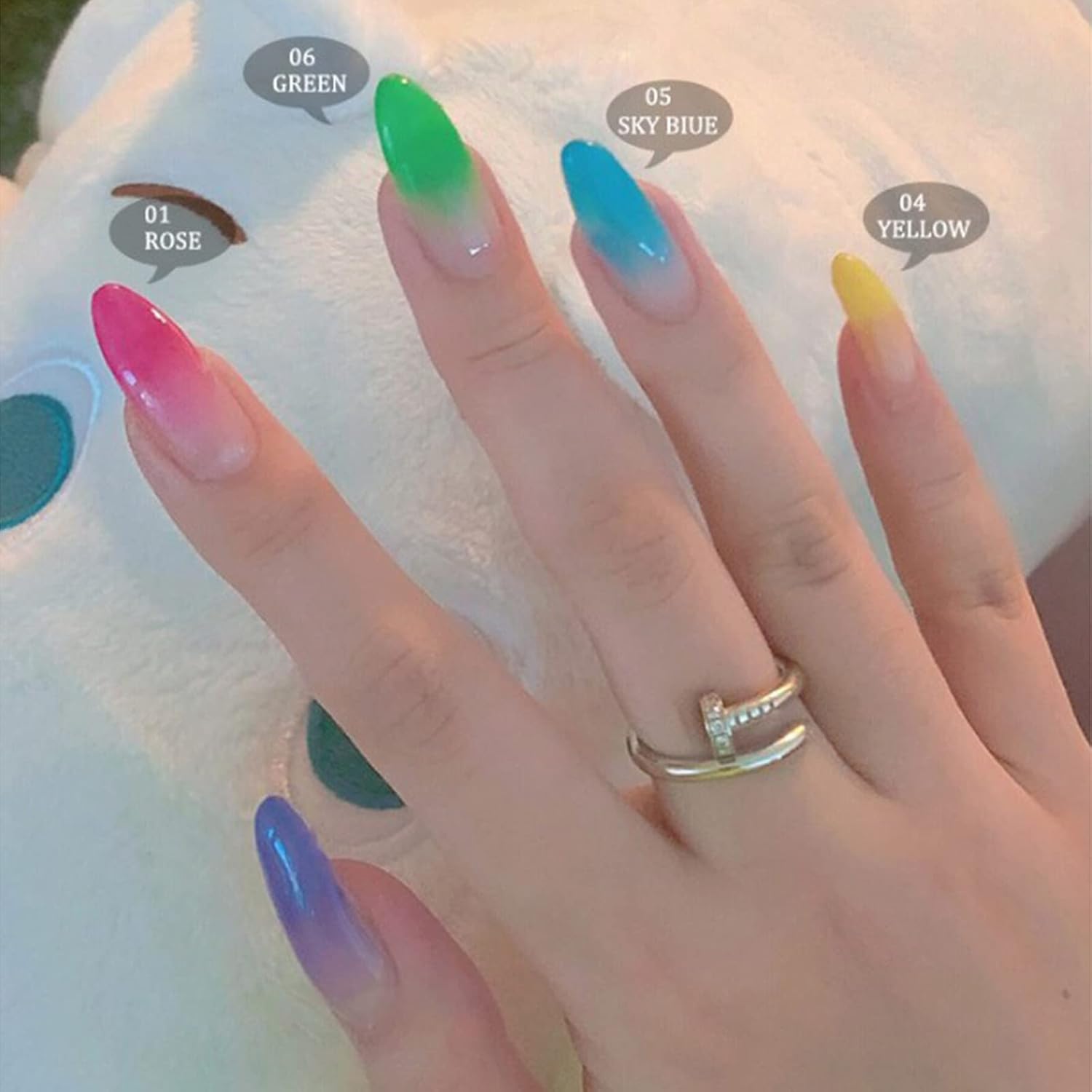 Kit de gel de uñas de 0.5 fl oz, 8 colores constructores de esmalte de uñas de gel de uñas con purpurina, extensión acrílica que cambia de color