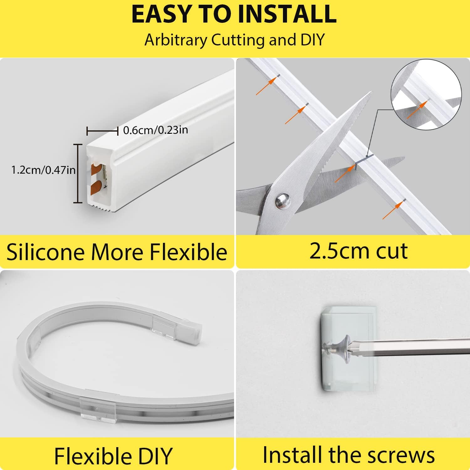 Lucienstar Tira de luces LED de neón, 16.4 pies, silicona flexible, impermeable, 12 V CC 600 SMD2835, luces LED regulables para dormitorio,