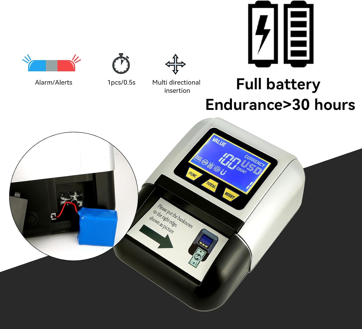 Máquina detector de billetes falsificados recargable N60A con detección avanzada UVMGIRRGBTamaño 5, portátil y compacto, automático en todas las