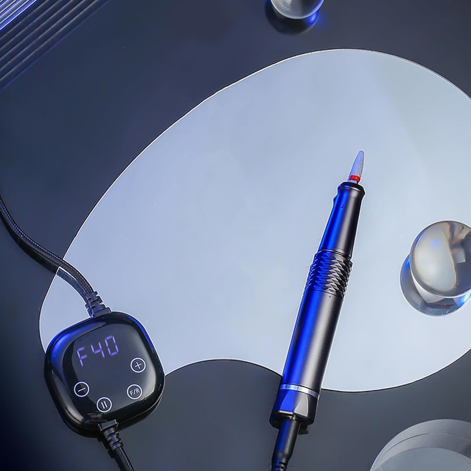 ANGNYA Taladro de uñas eléctrico de 40000 rpm, lima de uñas eléctrica portátil con pantalla táctil LED, motor sin núcleo, taladro profesional para
