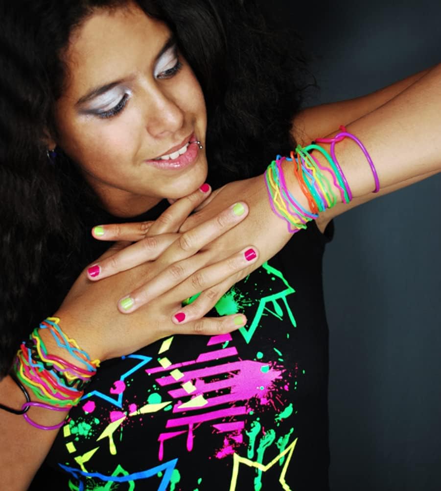 Zakia Pulseras de silicona gomosas mixtas de 25 pces Bandas Shag Rubber Gummies Brazaletes Pulseras