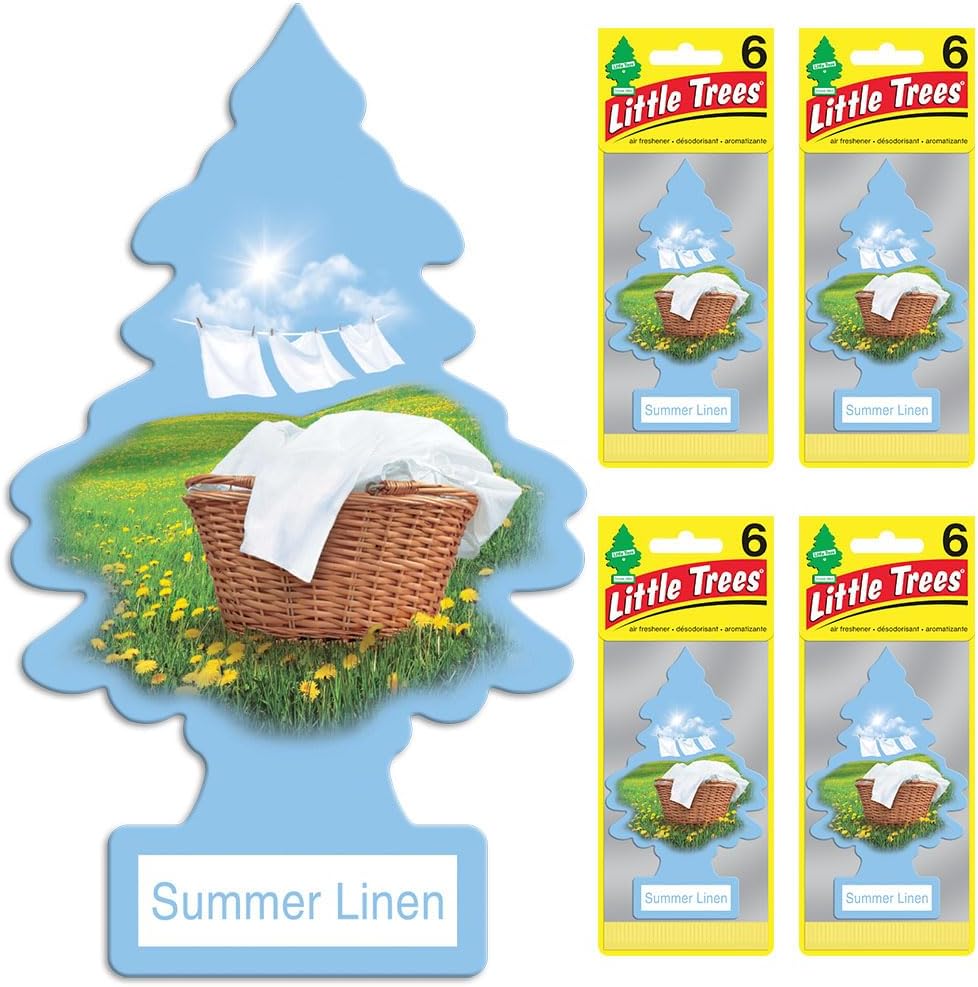 LITTLE TREES – Ambientadores para auto, árbol colgante que proporciona un aroma a vainilla de larga duración, Summer Linen, 24 ambientadores