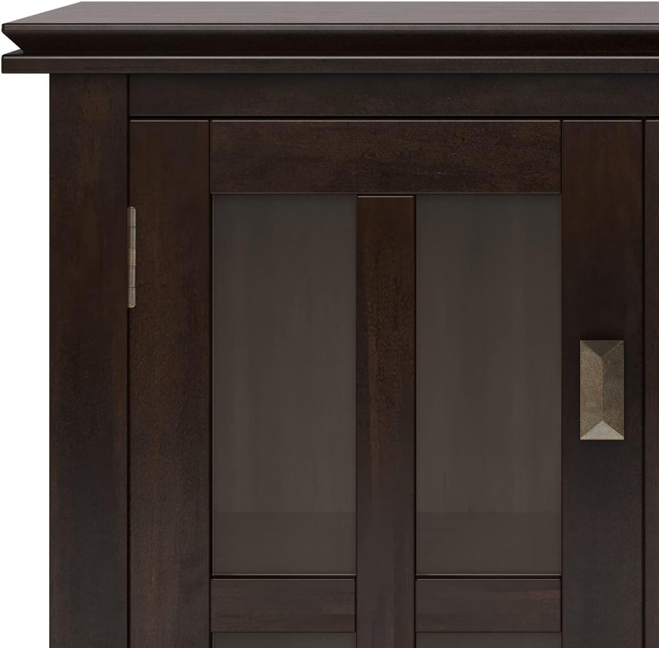 SIMPLIHOME Armario de madera maciza artesanal de 30 pulgadas de ancho contemporáneo de almacenamiento bajo en color marrón tabaco, para sala de