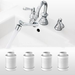 Filtro de agua para fregadero de baño, extensor giratorio 1080, purificador de agua para fregadero, elimina cloro, sabor (reemplazo de filtro (4 Filtro de agua para fregadero de baño, extensor giratorio 1080, purificador de agua para fregadero, elimina cloro, sabor (reemplazo de filtro (4