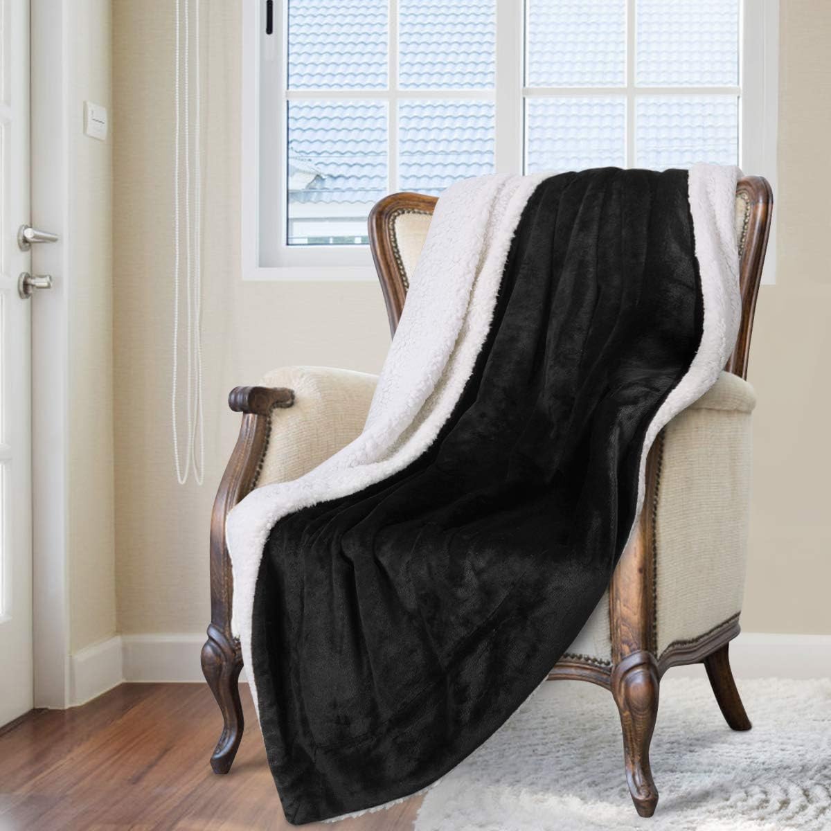 HOMEIDEAS – Manta Sherpa de forro polar extra suave para todas las estaciones, cálida y esponjosa, para cama o sofá
