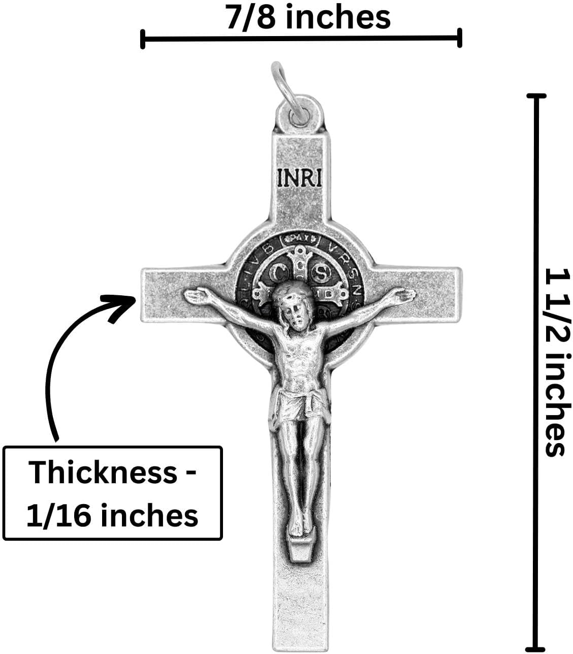 Caritas et Fides Paquete de 10 unidades  Crucifijo de San Benito  Crucifijo de San Benito para hacer rosario  1 12 pulgadas, pieza de rosario de