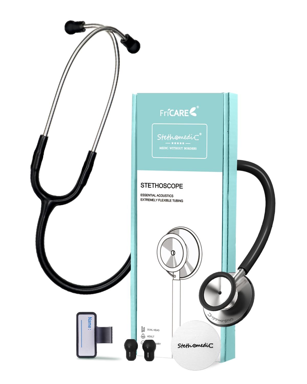 FriCARE – Estetoscopio de doble cabeza para entorno médico y doméstico, diseño clásico, ligero, estetoscopio para adultos, regalo para enfermeras,
