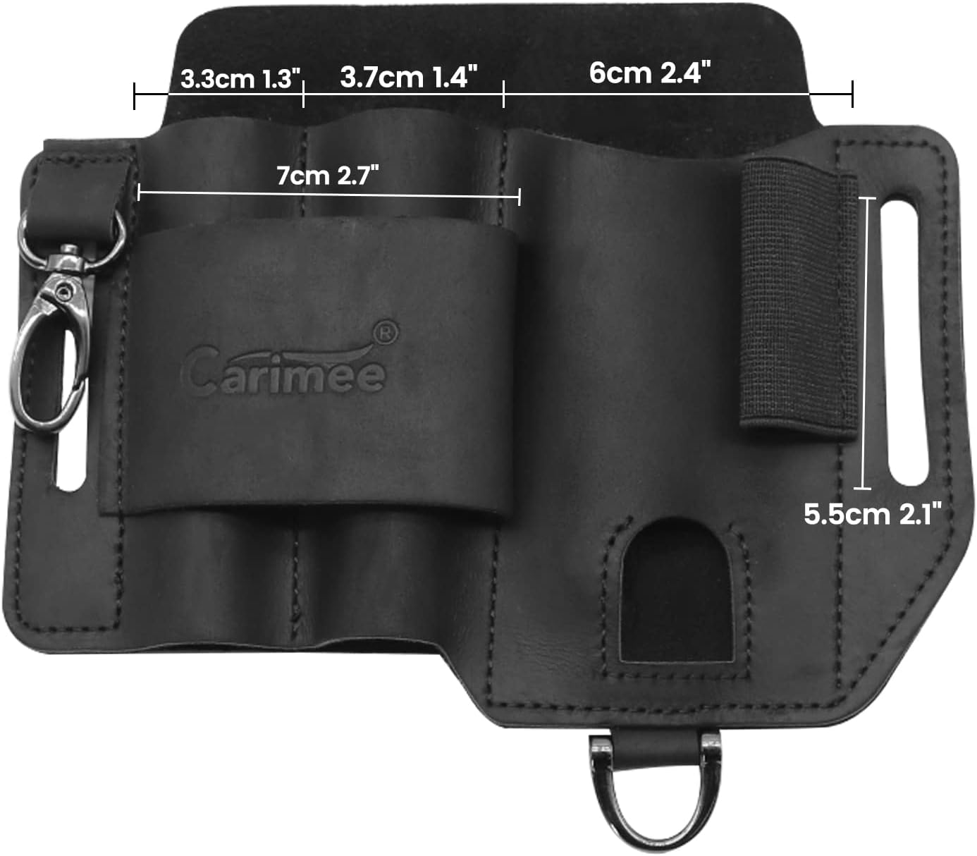 Funda de cuero multiherramienta, organizador de cinturón EDC negro con soporte para linterna, banda elástica, bolsa multiherramientas, clip para