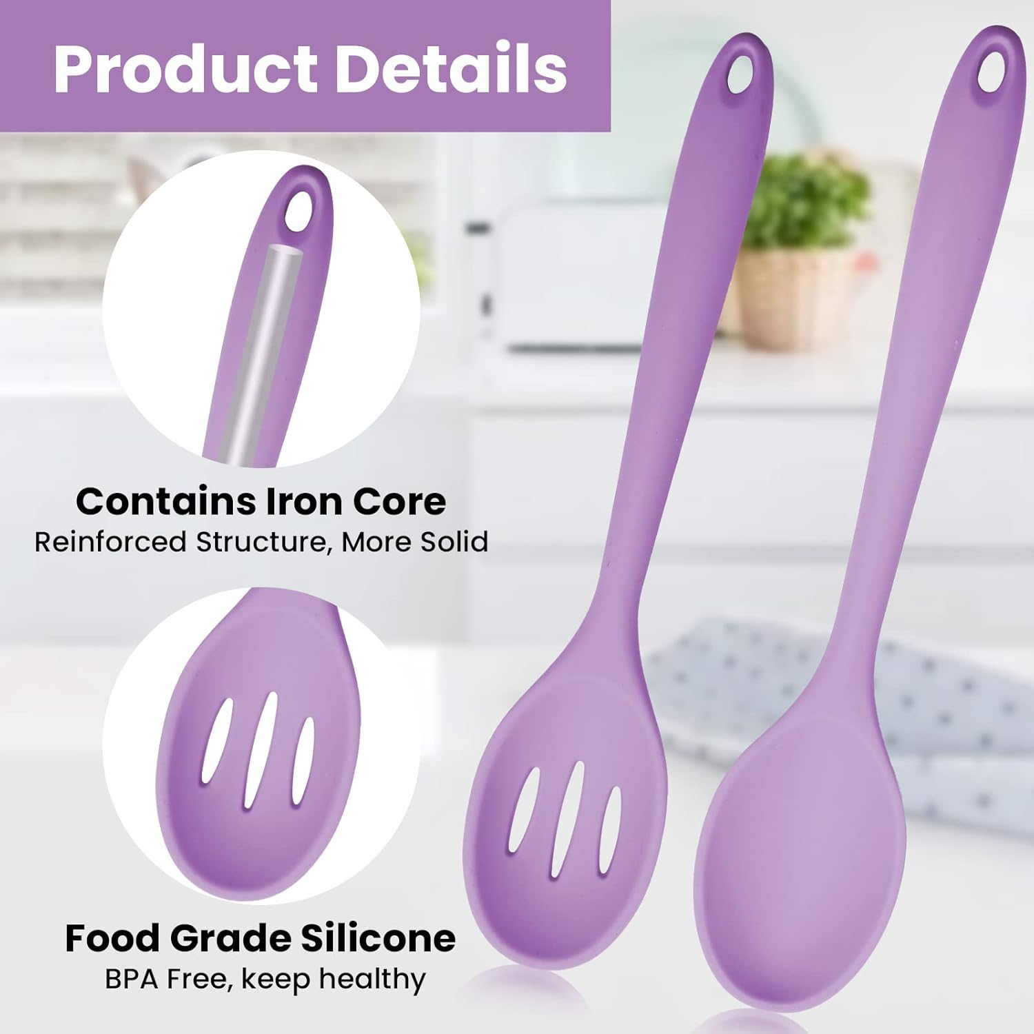 Cucharas para mezclar, cuchara ranurada de silicona, cucharas de silicona para cocinar, cucharas de servir para mezclar, servir, escurrir, agitar,