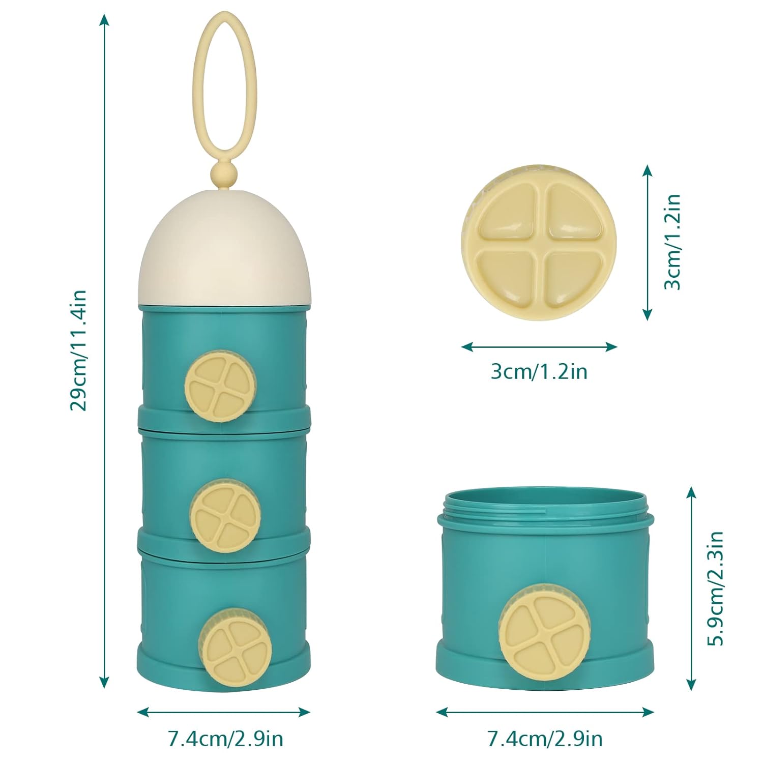 Accmor Dispensador de fórmula para bebés sobre la marcha, 3 capas apilables, antiderrames, para almacenamiento de aperitivos, leche en polvo,