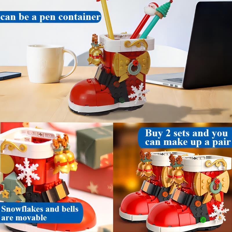 Juego de construcción de botas de nieve de Navidad, compatible con ladrillos de construcción de Navidad Lego, lindo juego de bloques de regalo de