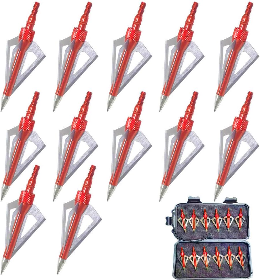 3 cuchillas de caza de 100125 granos, cabezas de flecha atornilladas, puntas de flecha compatibles con ballesta y arco compuesto + 1 estuche de