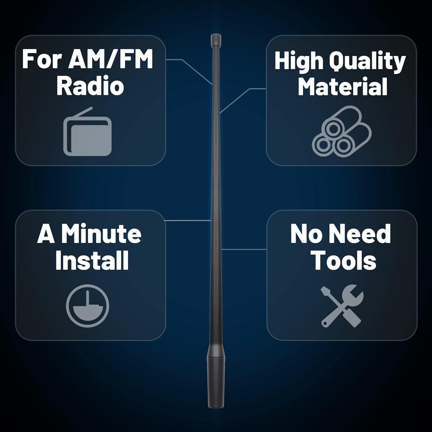 Anina Mástil de antena de coche de 13 pulgadas para Ford 2012-2022 F150 F250 F350 Super Duty Explorer Ranger Escape Focus Antena de radio FMAM