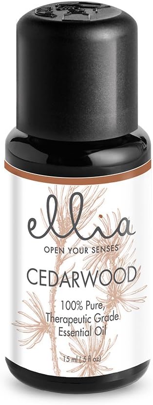 Ellia Aceite esencial de aromaterapia de madera de cedro  0.5 fl oz, 100% puro, grado terapéutico, rico y cálido aroma a mezcla de madera  Uso en un