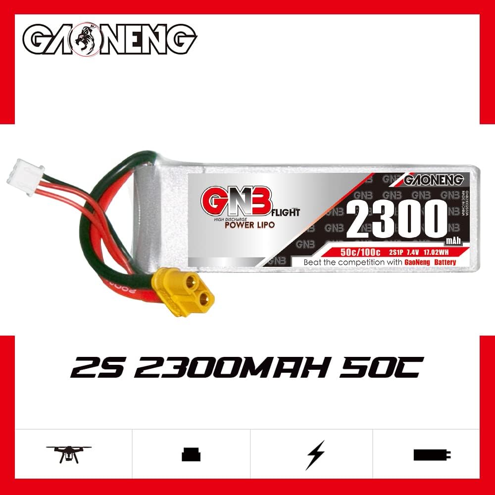 GAONENG GNB 2S 7.4V 2300mAh 50C XT60 RC LiPo batería grafeno para RC Racing Car Helicóptero FPV Drone