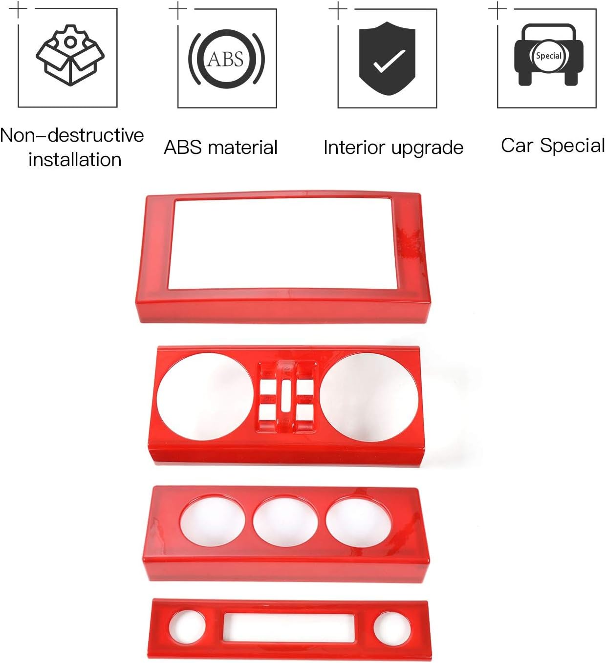 RT-TCZ para Wrangler JK Dashboard Trim Panel Decoración para Jeep Wrangler JK JKU 2007-2010 Accesorios interiores rojos 4 unids