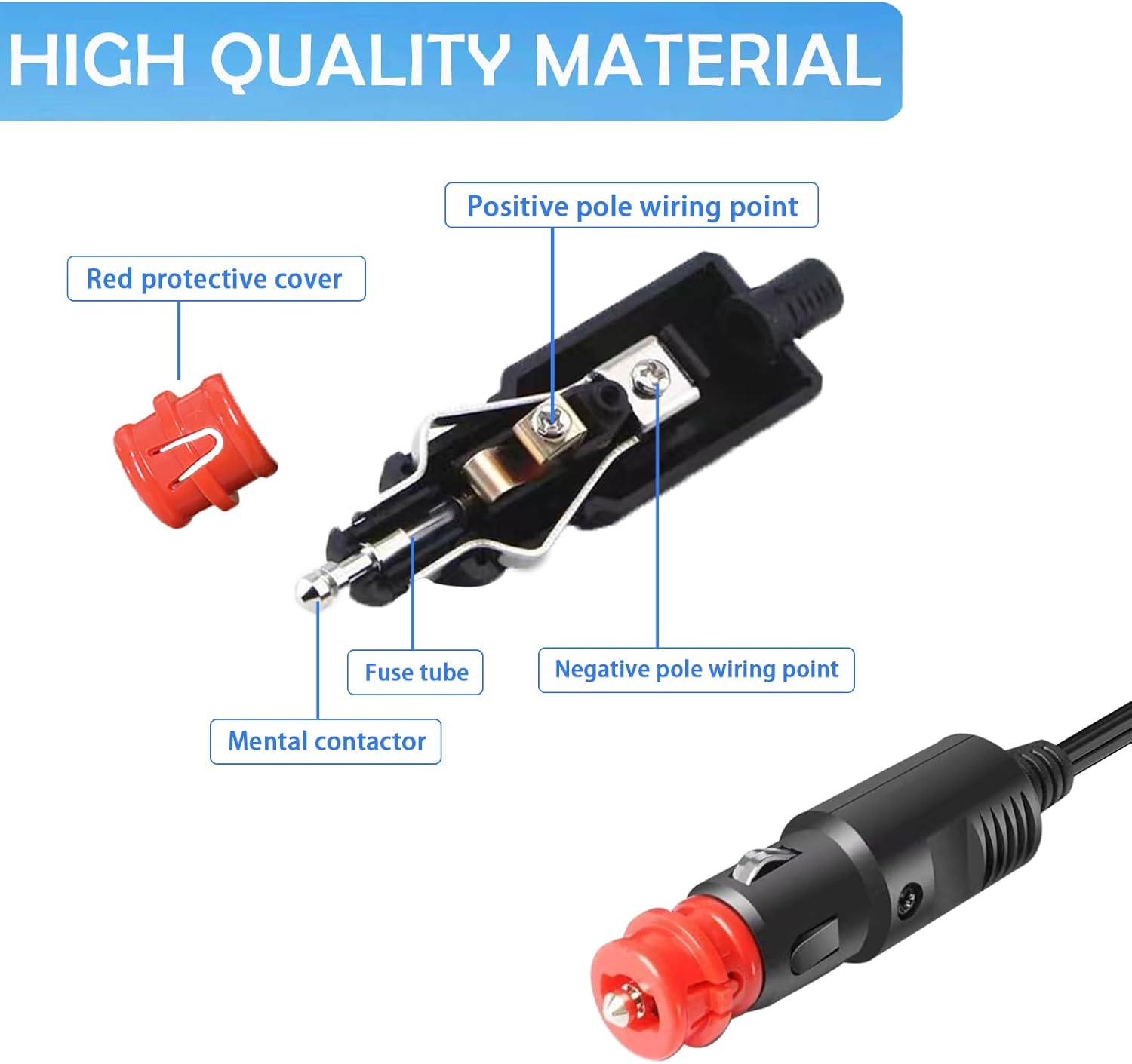 Enchufe de alimentación para enfriador termoeléctrico de 12 voltios, repuesto de 12 V, piezas de enfriador Coleman de 9.8 pies con fusible de 15 A,