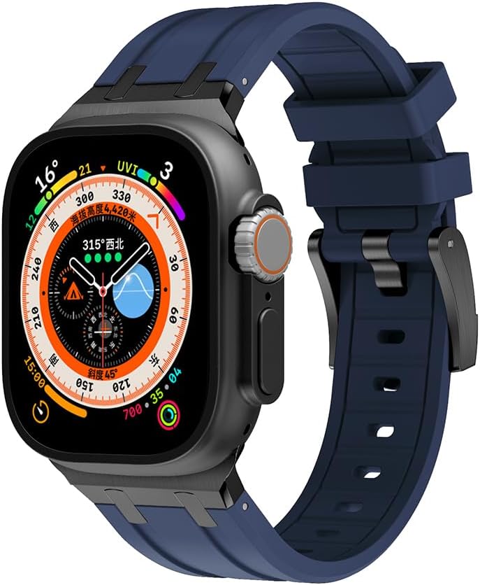 NewWays Correa para Apple Watch de 1.61 pulgadas, 1.57 pulgadas, 1.57 pulgadas, 1.49 pulgadas, banda ancha de goma de silicona líquida deportiva AP