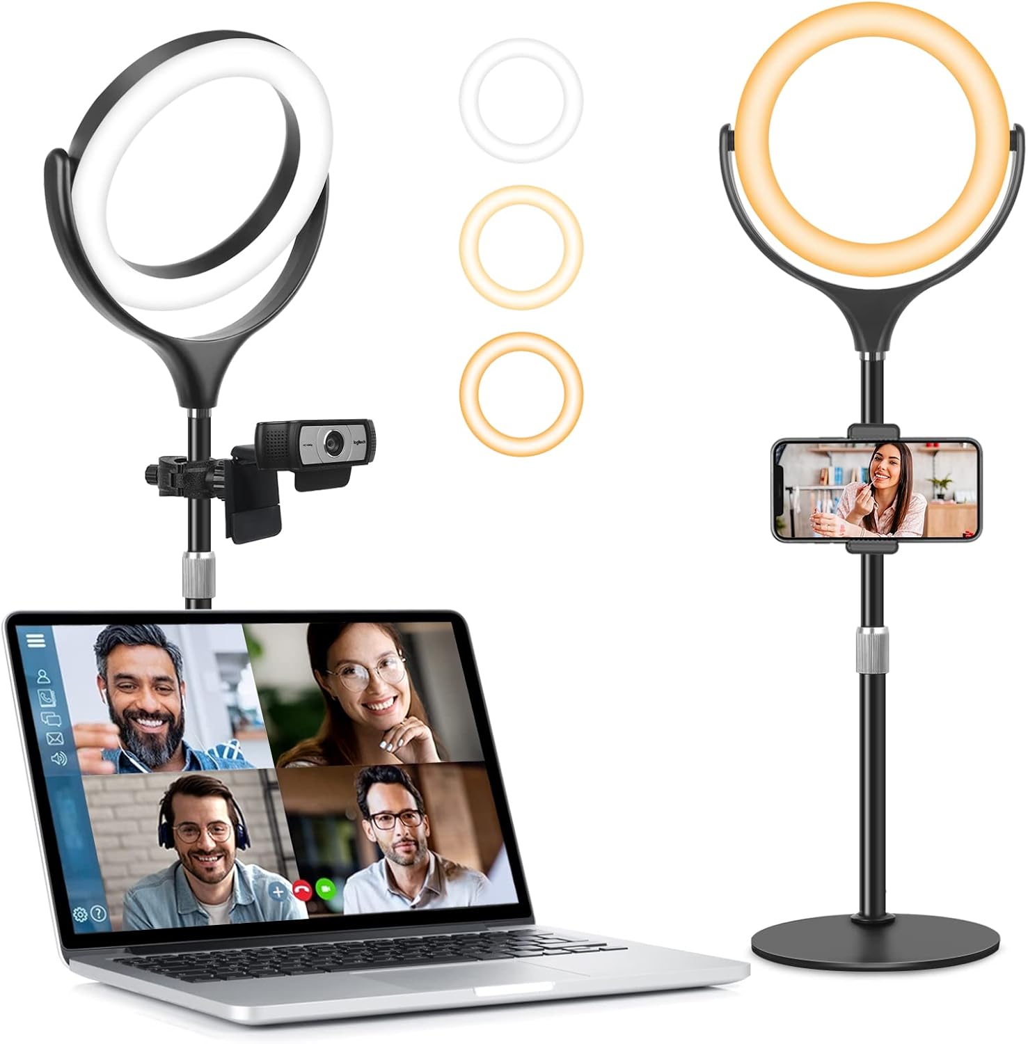 Anillo de luz para videoconferencias de computadora, reuniones de zoom y luz de llave de 10 pulgadas para fotografía de grabación de video