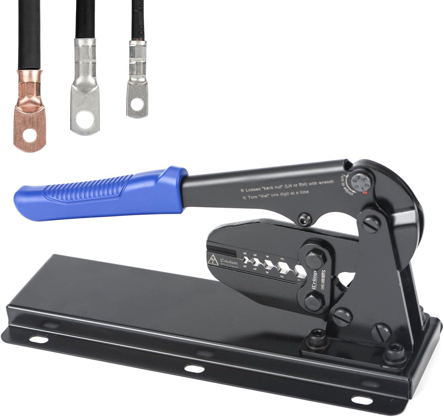 iCrimp – Herramienta de prensado para cable de batería, tipo de montaje en banco con cortador integrado para AWG 8, 6, 4, 2, 1