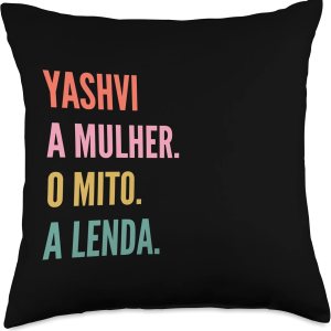Designs De Nomes Engraçados Para Mulher Funny Portuguese First Name Design-Yashvi Throw Pillow, 18×18, Multicolor Designs De Nomes Engraçados Para Mulher Funny Portuguese First Name Design-Yashvi Throw Pillow, 18×18, Multicolor