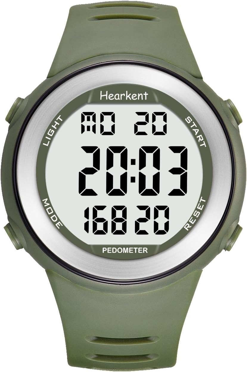 Reloj podómetro para personas mayores, sin Bluetooth, no requiere aplicación, con contador de pasos, calorías y números grandes, luz de fondo