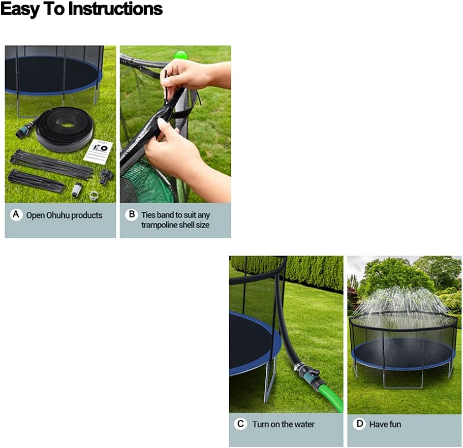 Aspersor de agua para trampolín al aire libre para niños, accesorios para trampolín rociador de 39 pies de largo para juegos acuáticos, juegos,