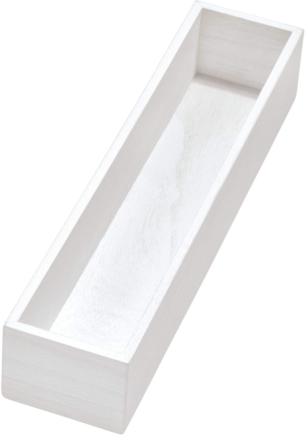 iDesign Renewable Paulownia Wood Collection – Cubo organizador de cajones, 3.3 x 15 x 2.5 pulgadas, lavado blanco