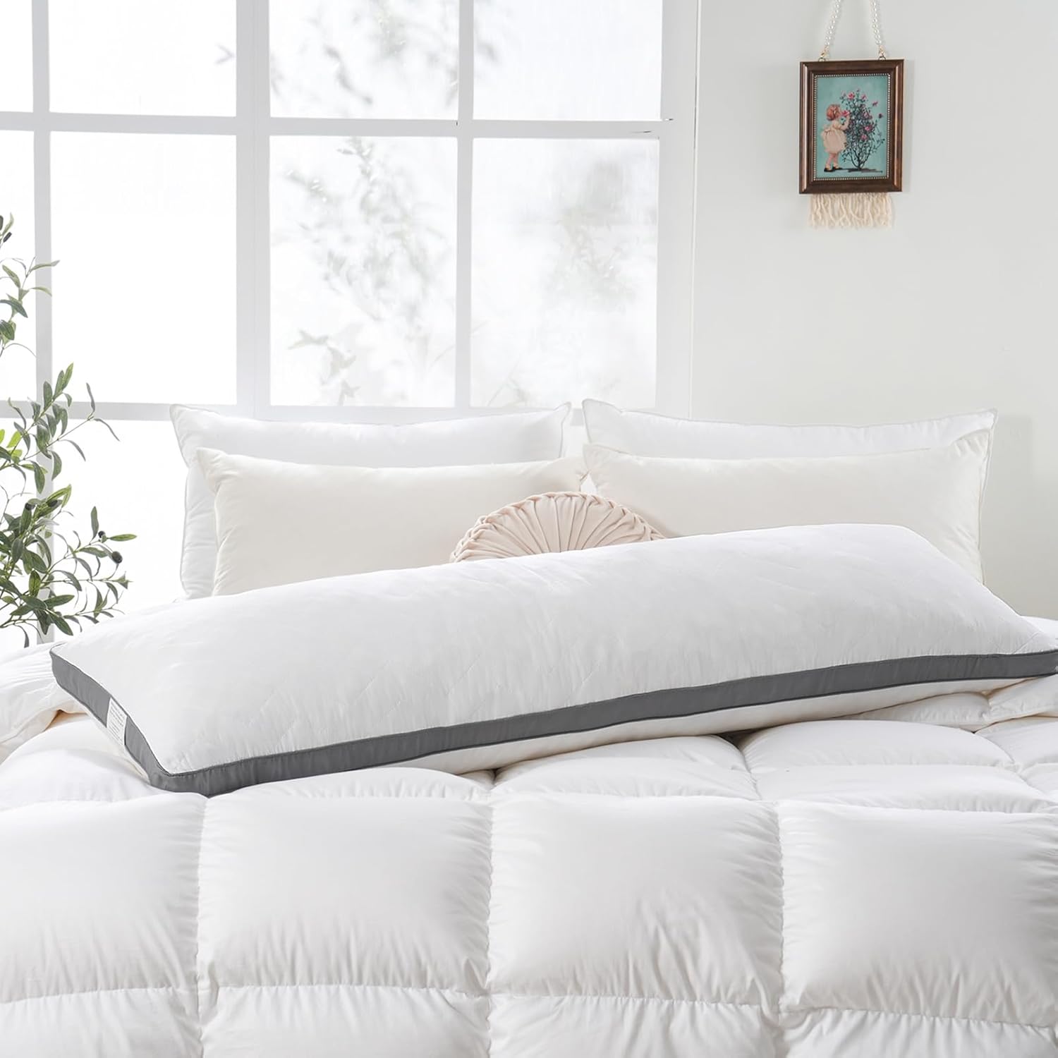 DOWNCOOL Almohada corporal acolchada de espuma viscoelástica, almohadas grandes de cuerpo completo para adultos, almohadas suaves y largas para