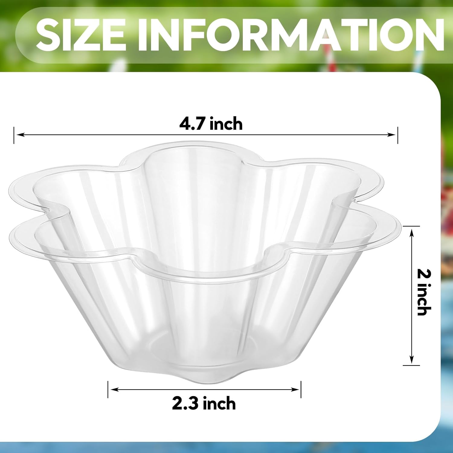Sratte 300 cuencos de plástico para helado, taza de helado desechable en forma de flor, taza de helado transparente de 8.5 onzas, recipientes de