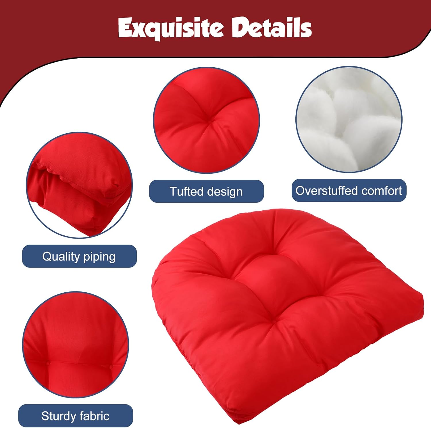 Barydat 4 cojines para sillas de exterior de 18.9 x 18.9 pulgadas, cojines para muebles de patio, cojín de asiento con esquinas redondas para silla