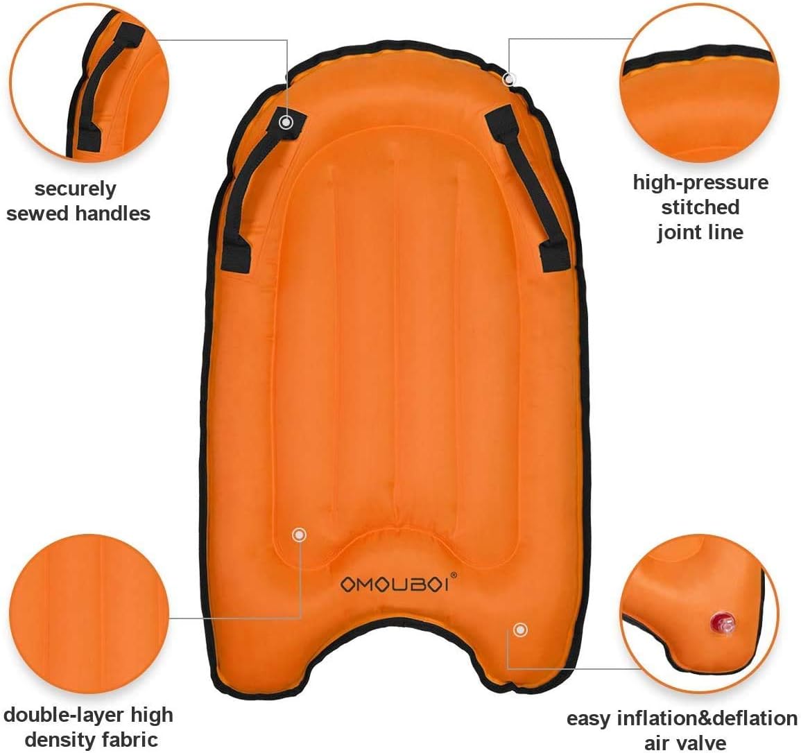 OMOUBOI Tabla de bodyboard inflable, tabla de cuerpo ligera, tabla de bodyboard suave, portátil, flotadores de 30 pulgadas, mini tablas de surf